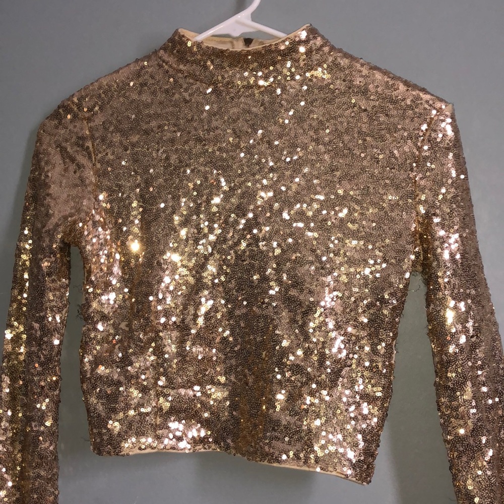 sequin long sleeve top